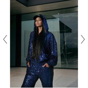 Bebe - 💙🩵 Navy Blue Sequin Hoodie and Pants Set